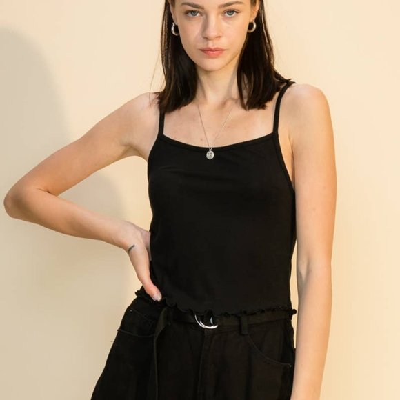 Double Zero Tops - Lettuce Hem Crop Cami Top